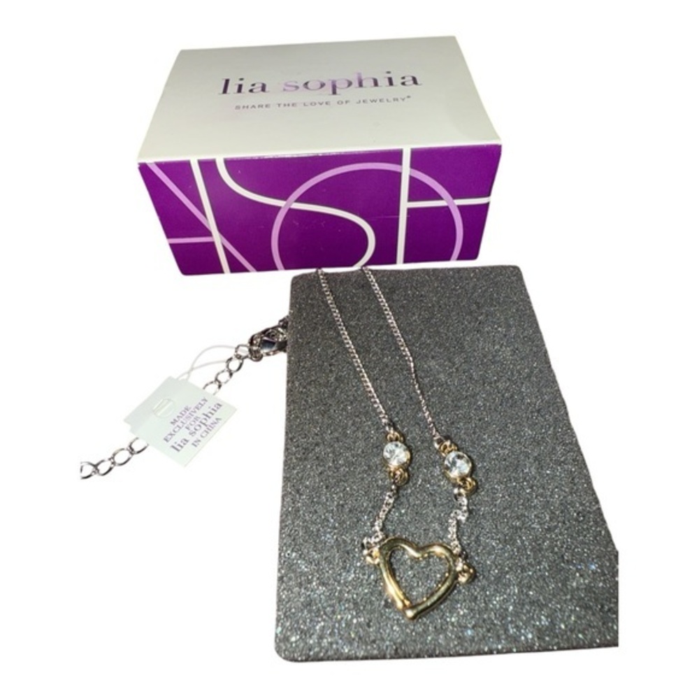 Lia Sophia Heart Anklet Gold Silver Crystal Romantic Dainty Chic Giftable NIB
